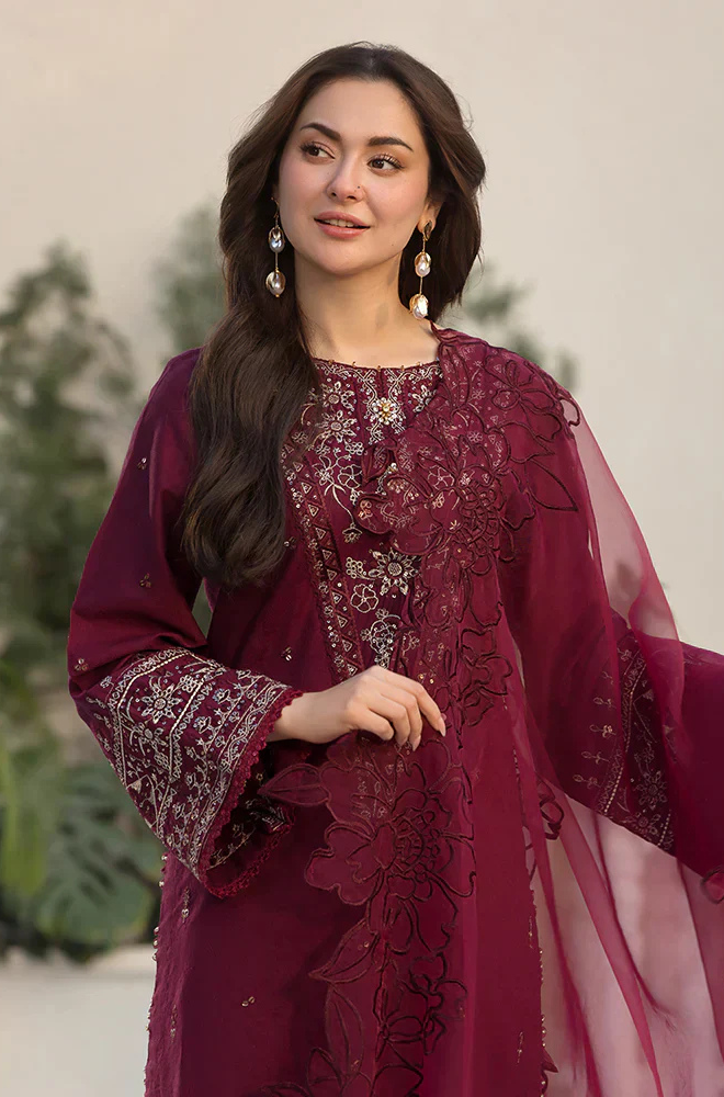Lawn-3PC Embroidered Shirt with Organza Embroidered Dupatta- 5065